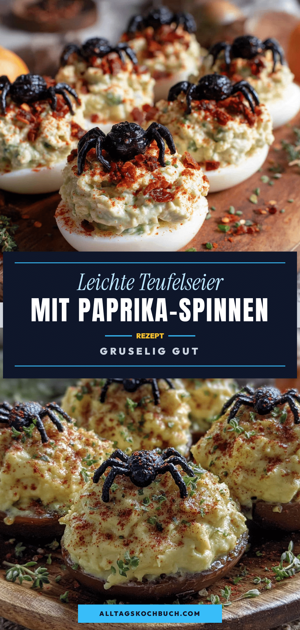 Leichte Teufelseier mit Paprika-Spinnen recipe